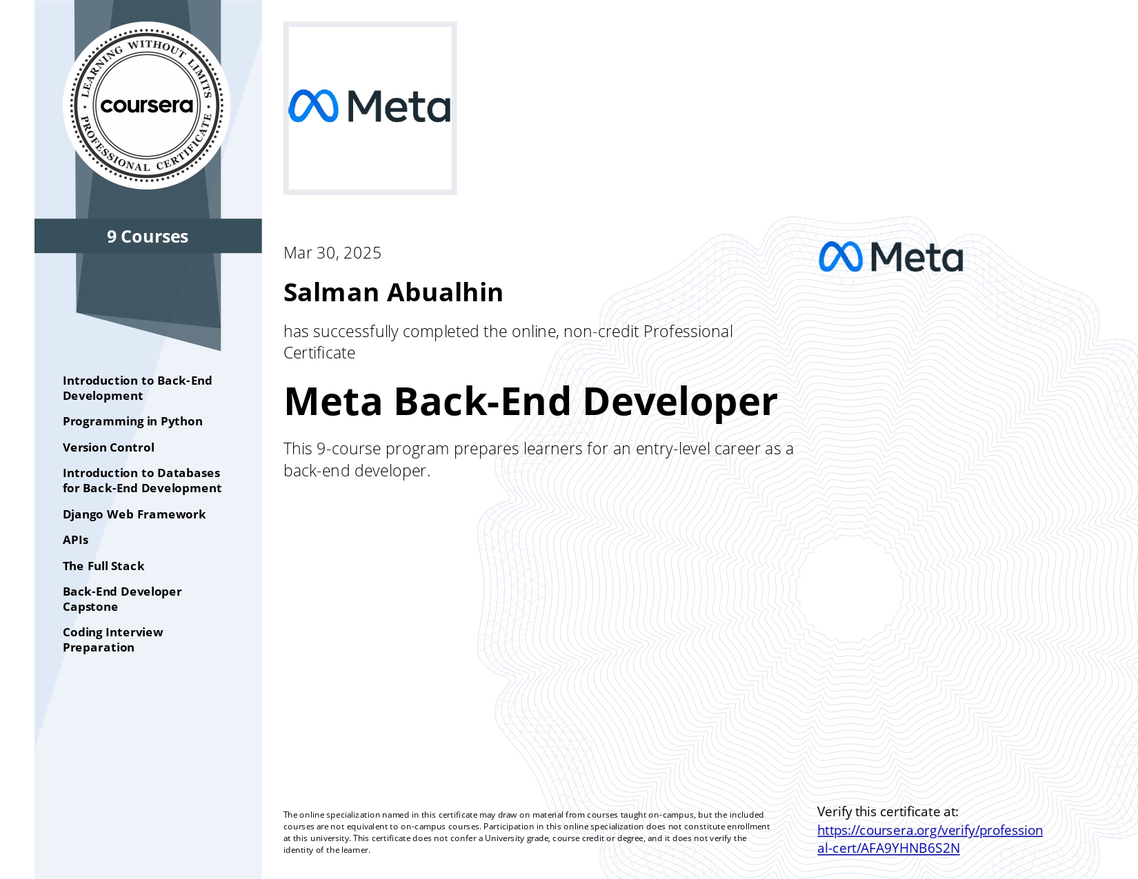 Meta Back-End Developer